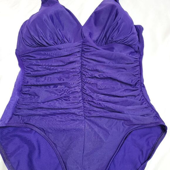 VINTAGE 90s Miraclesuit ruched front full coverage modest swimsuit 16DD‎ - Picture 4 of 11